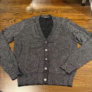 Minnie Rose Black V Neck Glitter Cardigan XS